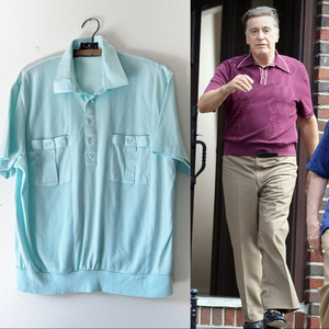 Vintage 80’s/90’s soprano’s style grandpa elastic‎ waist shirt L